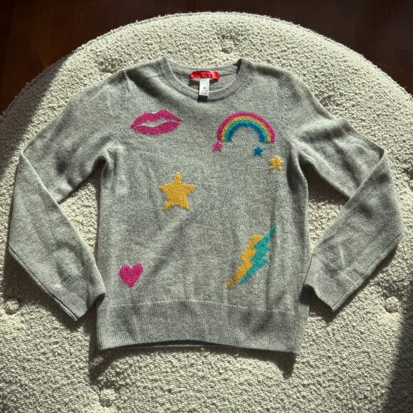 100% Cashmere Graphic Embroidered Sweater - Picture 1 of 4